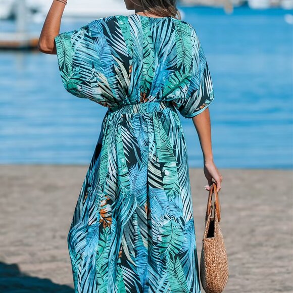 Cupshe Tropical Plunging-V Maxi Dress - Picture 2 of 4
